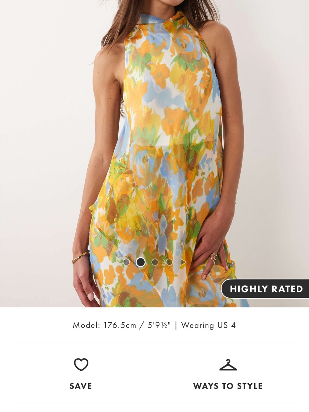 ASOS Design Chiffon high neck double layer maxi dress in floral print